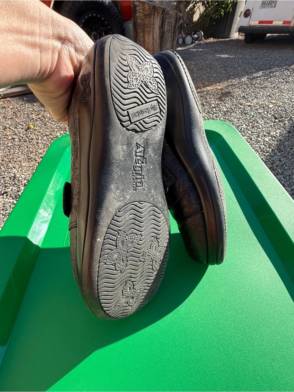 Alegria Black Floral-Embossed Mary Janes Women’s Sz 38 Slip on Clog Work Shoes